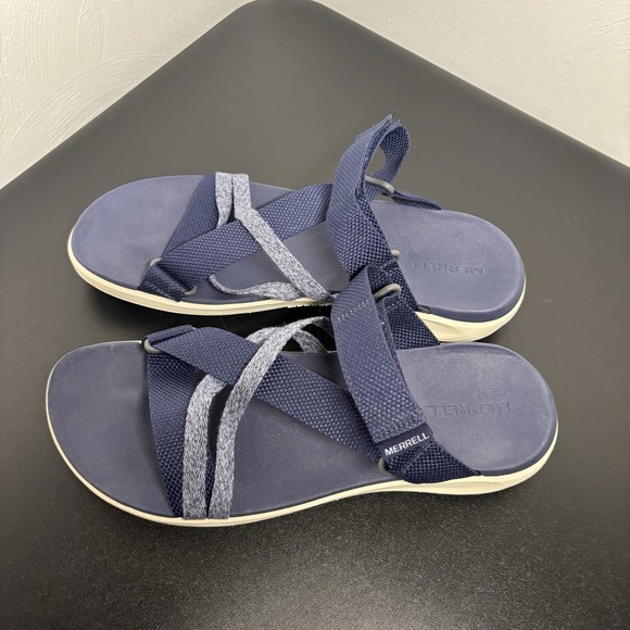 Merrell Womens District 4 Mendi Navy Blue Open Toe Sandals Shoes‎ Size 10 Beach - Picture 3 of 8
